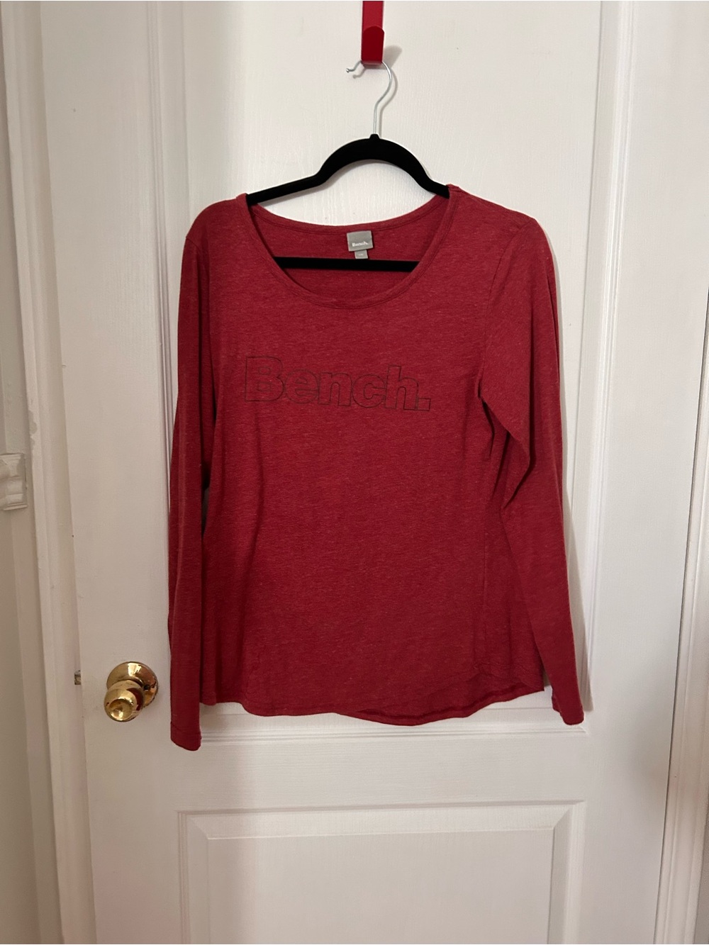 Bench Women's Long Sleeve Scoop Neck Top in Red